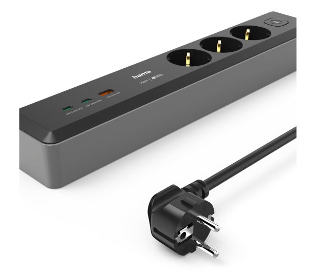 HAMA LISTWA ZASILAJĄCA 3x SCHUKO 1,4M 2xUSB C/A PD 100W - 1313448 - zdjęcie 3